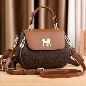 Vintage Letter Print Satchel Bag/Classic Colorblock Shoulder Handbag