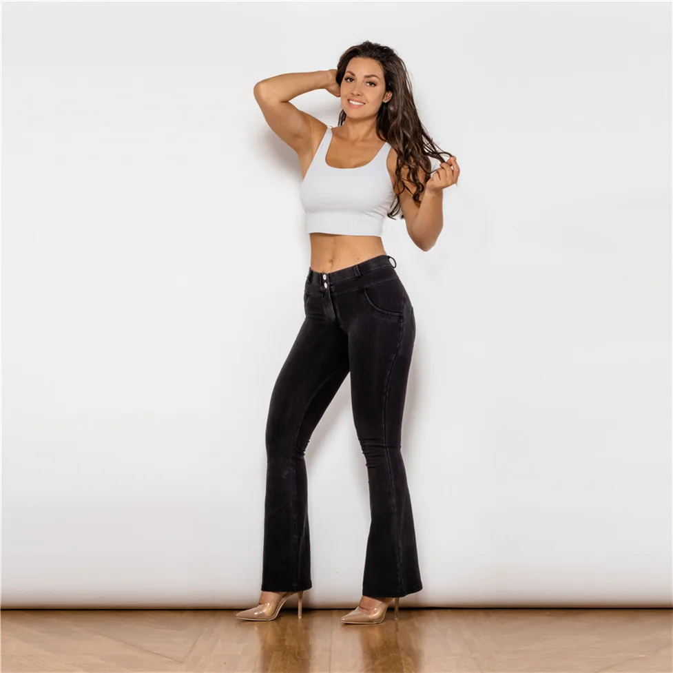 Shascullfites Melody Flare Jeans Women Scrunch Bum Butt Lift Jeans Wide Leg Slim Jeans Sexy Elegant Denim Pants - Image 2