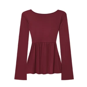 Alternative view of PB&ZA Women 2026 Spring New Fashion Accessories V-neck T-shirt Vintage Long Sleeve Female Shirts Blusas Chic Tops