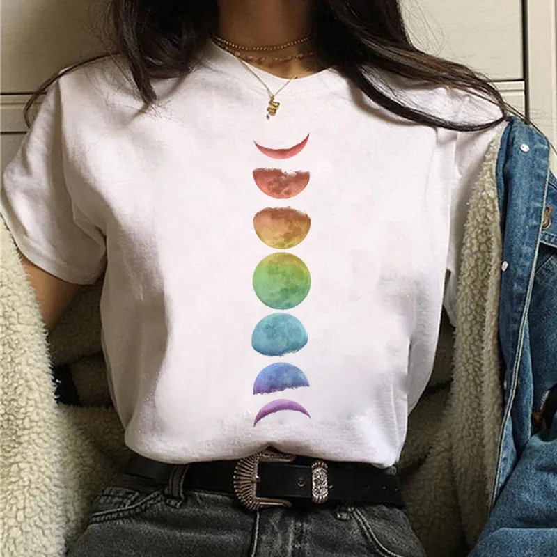 New Moon Women's Black T-shirt Women's Casual Round Neck T-shirt Lunar Eclipse Printed Women's T-shirt - Image 25