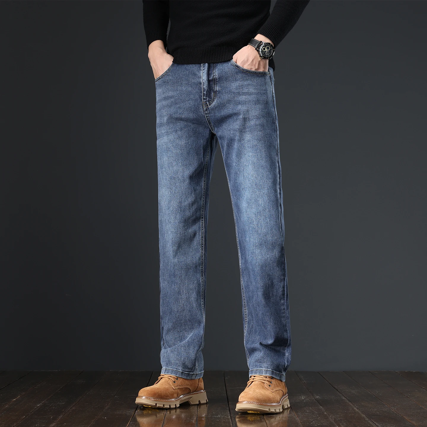 Jeans Men's Spring Autumn New Regular Trousers Fashionable Business Loose Straight Vintage Brand Classic Denim Pants - Image 7