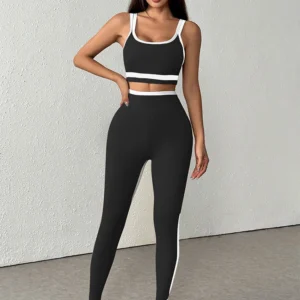 Women's Camis & Pants Sports Clothing Summer New Streetwear Fashion Striped 2 Piece Casual Slim Elegant Female Knitted Clothing