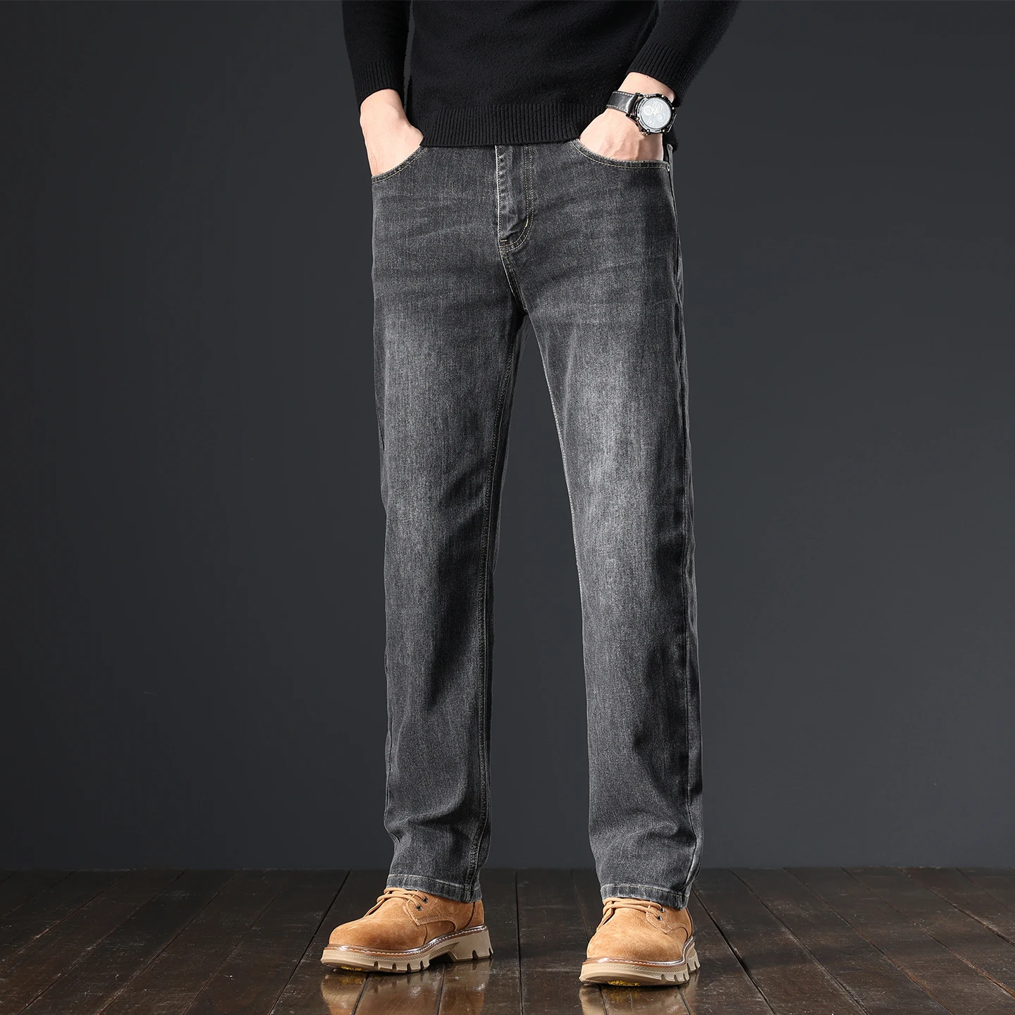 Jeans Men's Spring Autumn New Regular Trousers Fashionable Business Loose Straight Vintage Brand Classic Denim Pants - Image 9