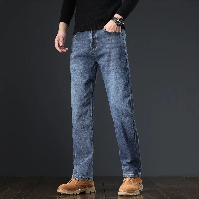Jeans Men's Spring Autumn New Regular Trousers Fashionable Business Loose Straight Vintage Brand Classic Denim Pants - Image 4