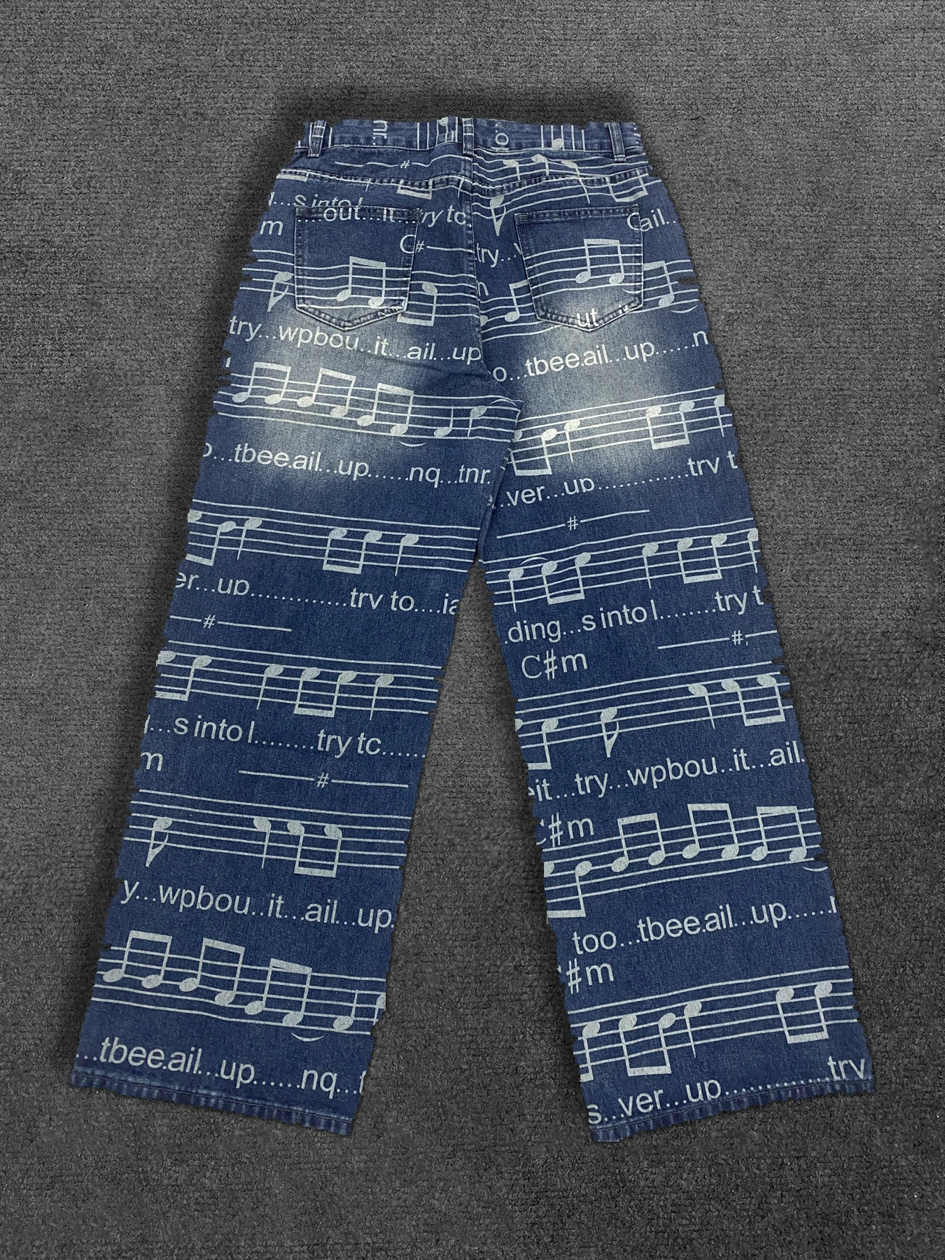 New straight-leg washed and printed denim jeans, loose-fitting high-street casual street style long pants, cropped pants, y2k - Image 6