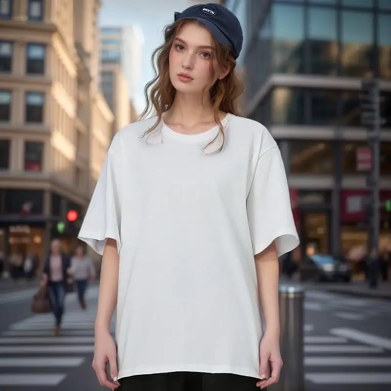 Summer 100% Cotton Oversized T shirts for Women Men Brown Casual Female Korean Streetwear Tees Unisex Basic Solid Young Cool Top - Image 3