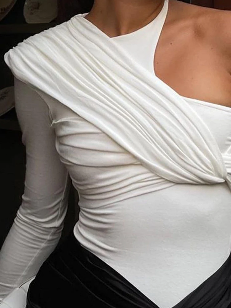 Cryptographic One Shoulder Sexy Backless Twist Bodysuits Women Long Sleeve Top Slim High Waist Bodysuit Club Party Streetwear - Image 4