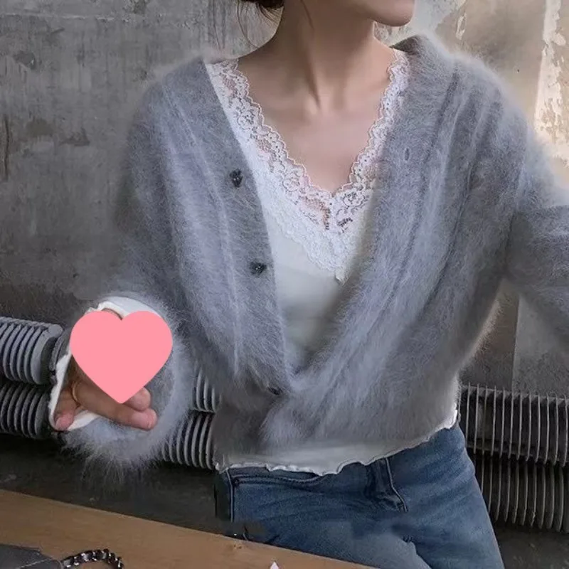 White Lace Long-sleeve T-shirts Sexy V Neck Basic Spliced Delicate Knitwear Ladies French Style Casual Slim Fit Versatile Tops - Image 5