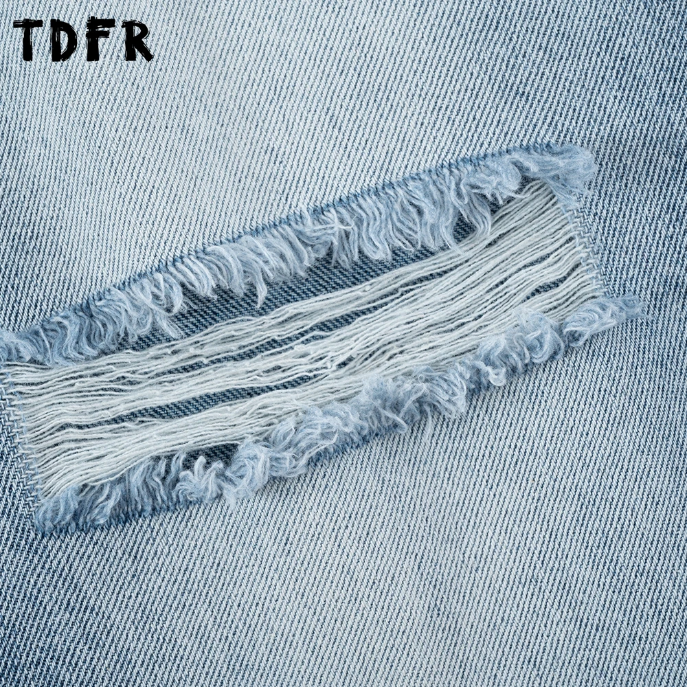 Denim Pants Mens Washed Distressed Retro Streetwear Baggy Straight - Image 4