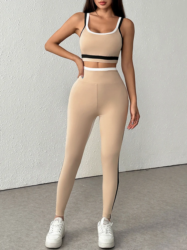 Women's Camis & Pants Sports Clothing Summer New Streetwear Fashion Striped 2 Piece Casual Slim Elegant Female Knitted Clothing - Image 5