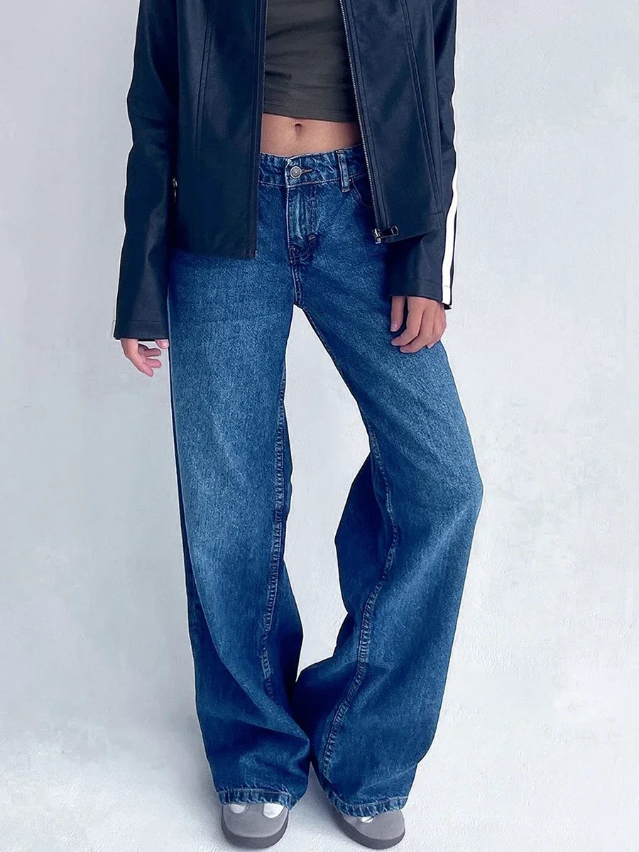 Y2k Vintage Low Rise Jeans for Women Jeans Wide Straight Leg Baggy Jeans Boyfriend Denim Pants with Pocket Streetwear - Image 5