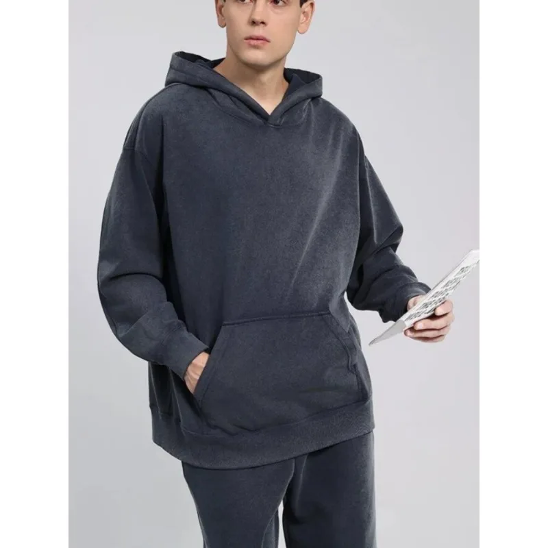 600G Snow Wash Cotton Hoodies Female 2025 Color Pullovers Hip Hop Loose Pullovers Multicolor Comfortable Couple Top - Image 2