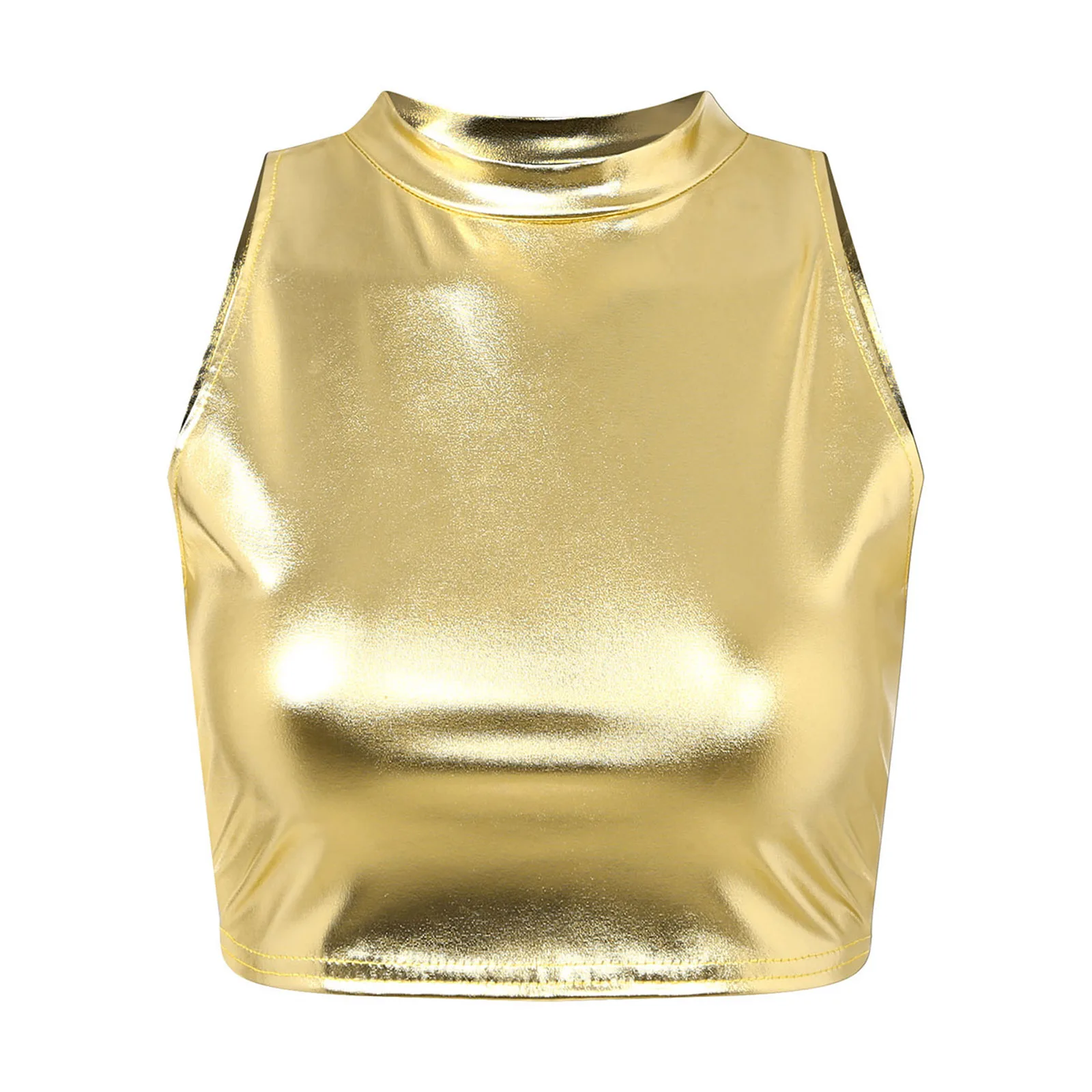 Fashion Womens Metallic Shiny Crop Tops Sleeveless Vest Woman Slim Fit Tank Top for Pole Dance Nightclub Carnival Music Festival - Image 8