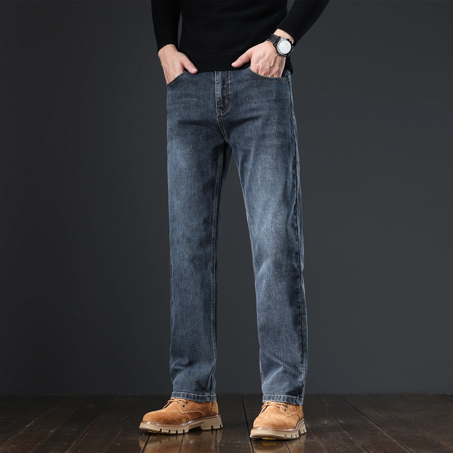 Jeans Men's Spring Autumn New Regular Trousers Fashionable Business Loose Straight Vintage Brand Classic Denim Pants - Image 8