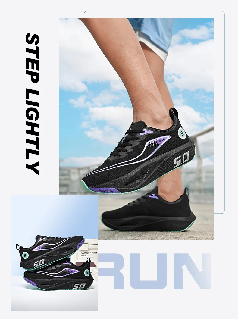 New Trendy Sports Running shoes, Comfortable and Breathable Men's and Women's Sports Casual shoes, Outdoor Large-sized Black 10 - Image 12