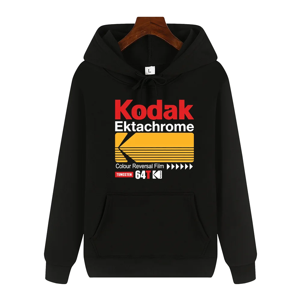 Kodak Brand Retro Trendy Print Autumn Winter Men Hoodie Daily Outdoor Sports Casual Warm Fashionable Y2K Streetwear Top Clothing