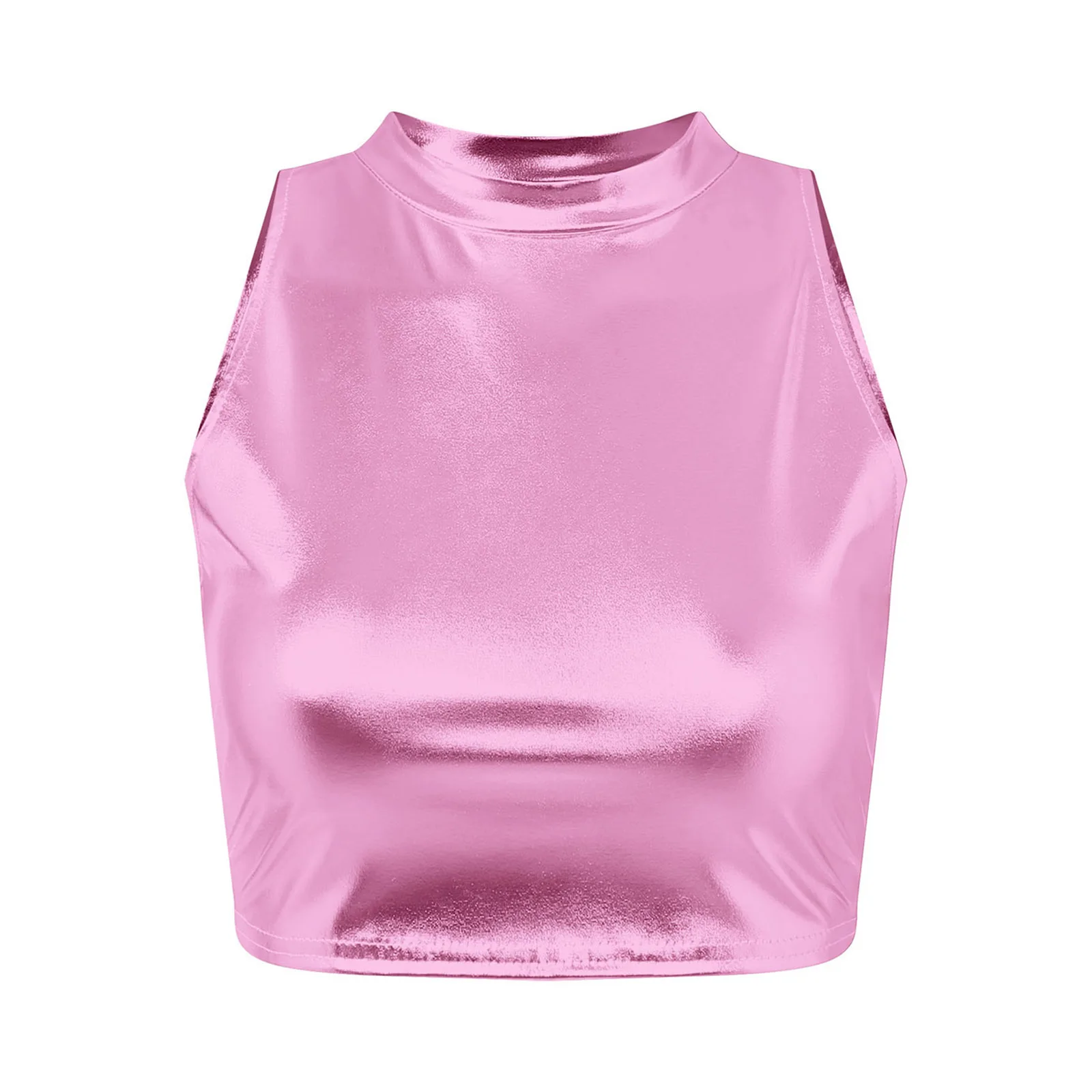 Fashion Womens Metallic Shiny Crop Tops Sleeveless Vest Woman Slim Fit Tank Top for Pole Dance Nightclub Carnival Music Festival - Image 13