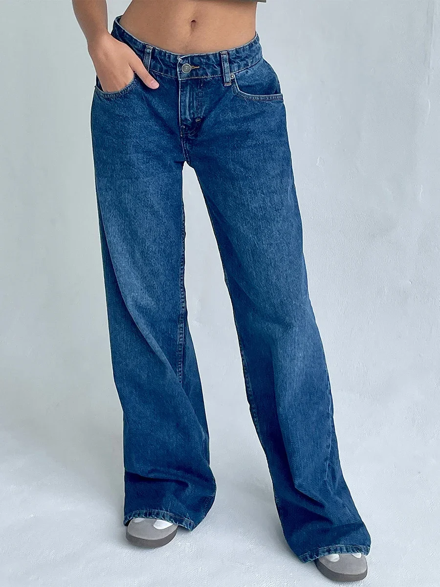 Y2k Vintage Low Rise Jeans for Women Jeans Wide Straight Leg Baggy Jeans Boyfriend Denim Pants with Pocket Streetwear - Image 7
