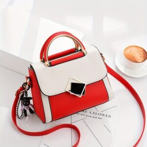Alternative view of Trendy Color-Block Crossbody Bag - Durable PU Leather - Versatile Top Handle & Strap - Secure Flap Buckle Closure - Perfect for All Occasions - Stylish Keychain Included