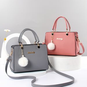 Alternative view of Women'S Elegant Faux Leather Handbag with Tassel Embellishment, Lightweight Solid Color Shoulder Bag with Adjustable Strap, Zipper Closure, Polyester Lined, Edge Paint Detail - Available in Multiple Colors