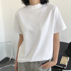 Alternative view of Women's Round Neck Short Sleeve T-shirt, Casual, Monochromatic, Loose, Summer