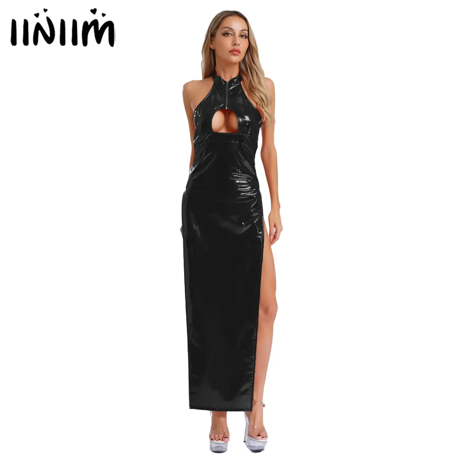 Womens Sexy Gothic PU Leather Bodycon Dresses