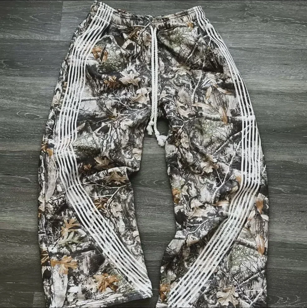 Men's pants camouflage sweatpants retro trend classic women's pants oversized loose wide-legged pants street versatile jeans - Image 8