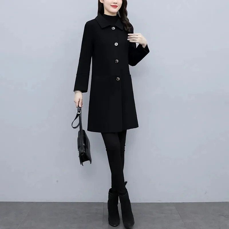 Red Women's Woolen Coat 2024 New Fashion Autumn Winter Jacket Outwear - Image 4
