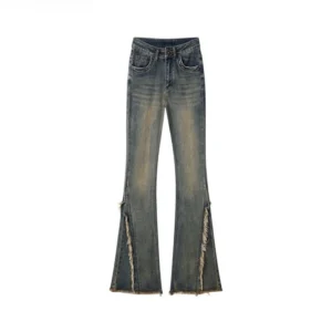 Baggy Jeans Women High Waist Jeans Flare Pants Denim Straight Loose Autumn Long Streetwear Slim Fit Trousers Fray Tassel Vintage