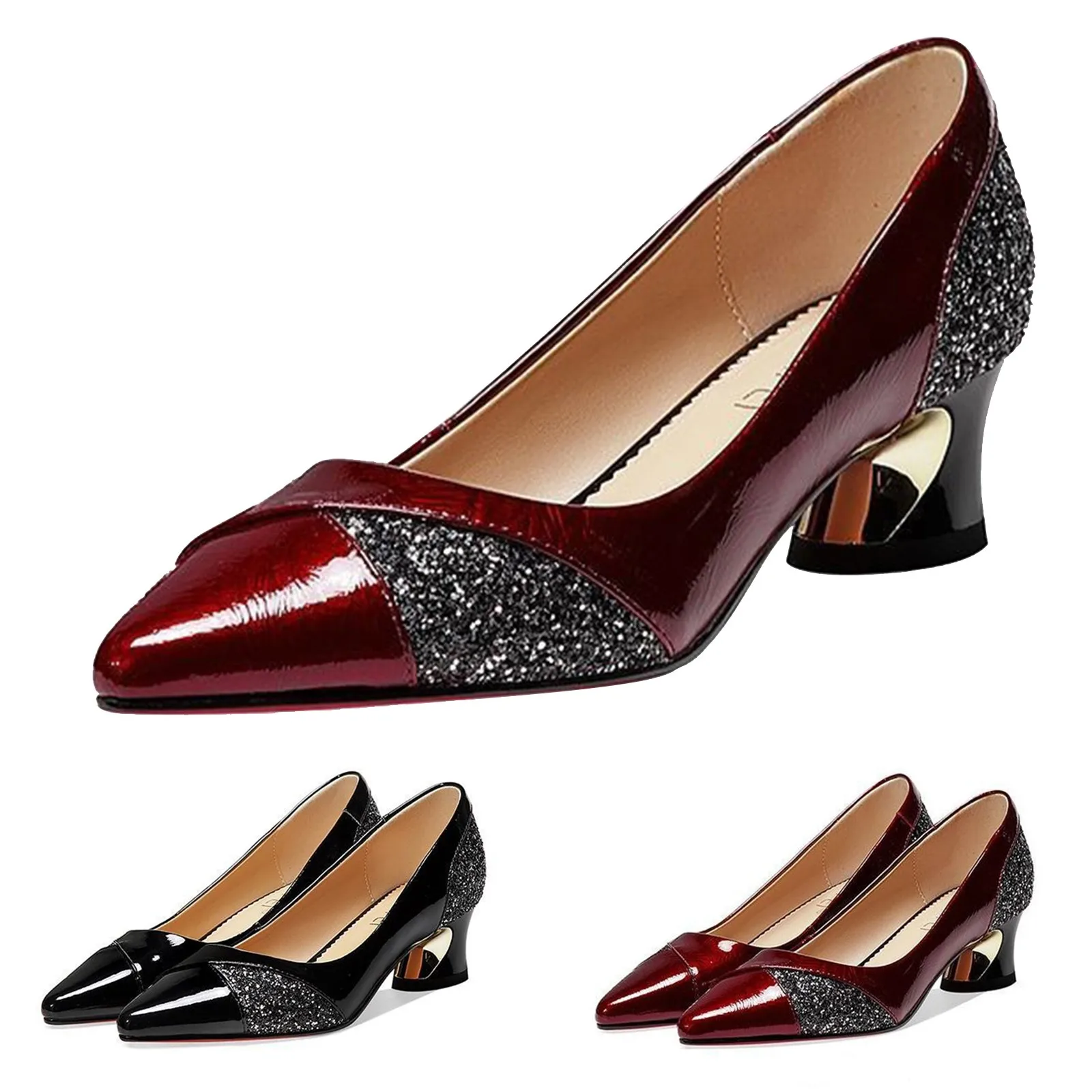 Women'S 4cm High Heels Elegant Fashion Red Pointed Toe - Image 2