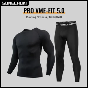 Winter Compression Running Sets Men Long Sleeve Shirt Basketball Fitness Gym Clothing Male Workout Muscle Top Tracksuit Fleece