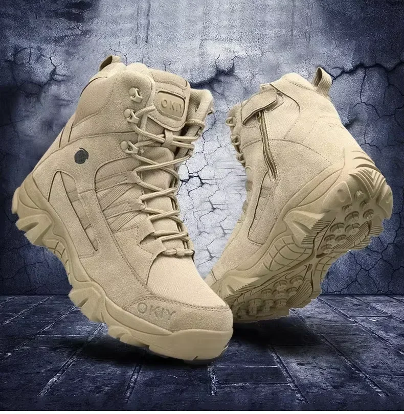 Men Tactical Boots Lace Up Breathable Male Army Boots Desert Boot Climbing Hiking