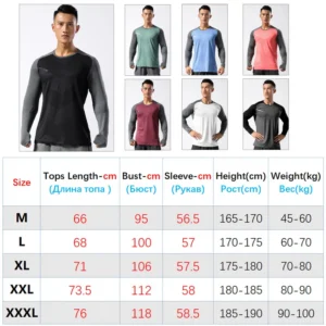 Alternative view of Mens Running Shirt Fitness Long Sleeve T Shirt Men Training Jogging Tops  Casual Tee Gym Shaping Muscle Quick Dry Pullover Tops