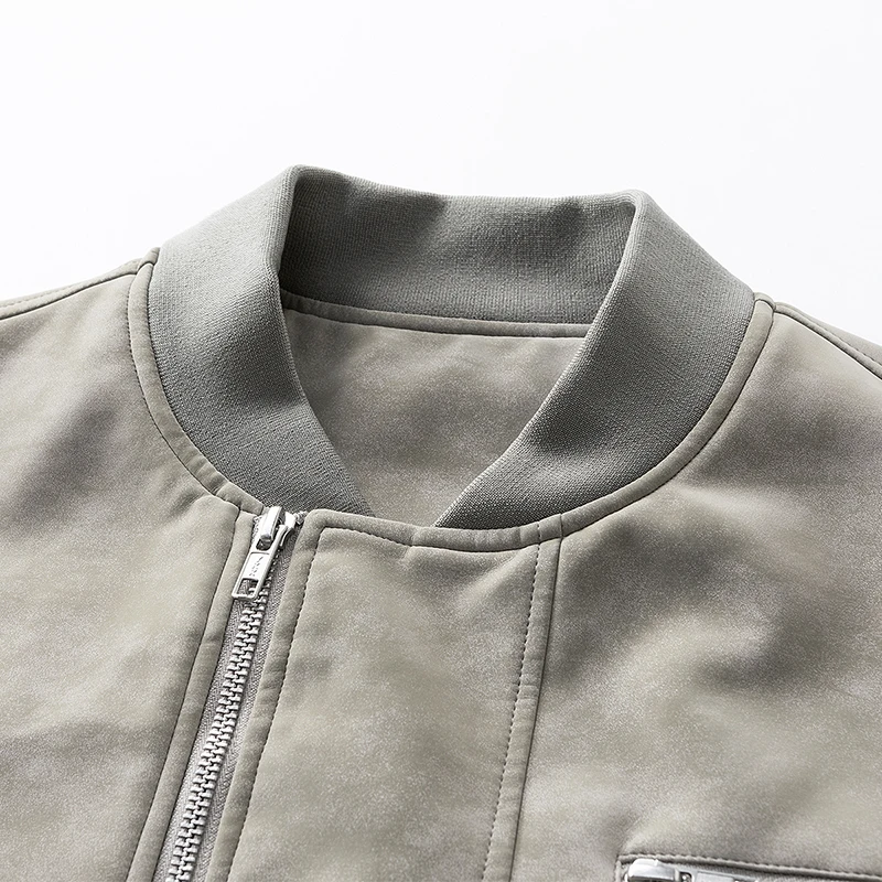 Men's Outdoor Sports Casual Windproof Breathable Trendy Baseball Jacket Comfortable Fashionable Tie Dye Imitation Leather Jacket - Image 6