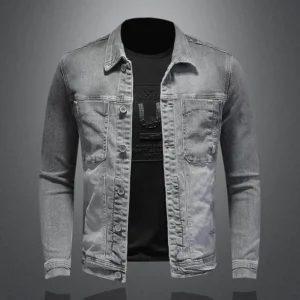 Alternative view of Autumn new washed classic men's denim jacket Street handsome trend jacket High Street retro casual versatile men's clothing
