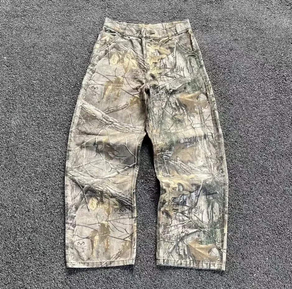 Men's pants camouflage sweatpants retro trend classic women's pants oversized loose wide-legged pants street versatile jeans - Image 7