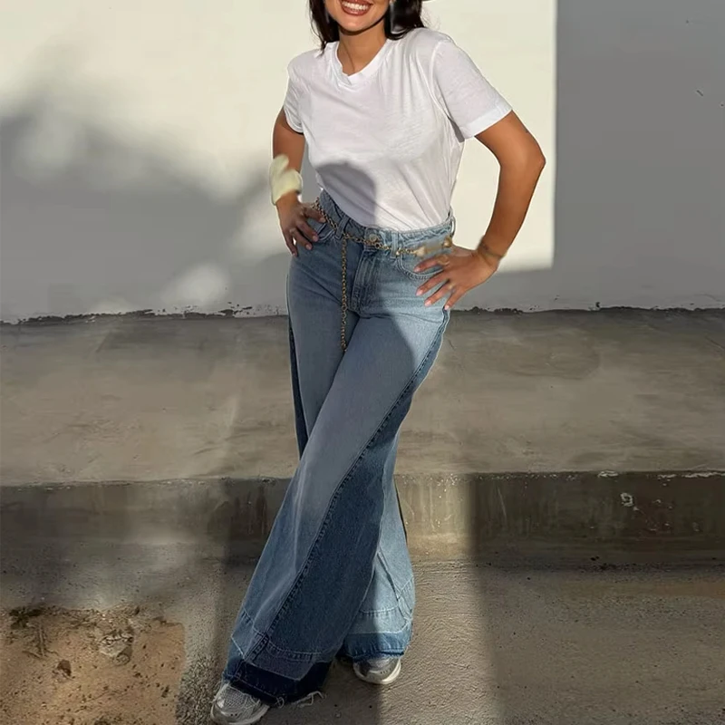 MUJER Blue Baggy Jeans for Women Wide Leg Jeans Pants Woman High Waist Denim Pants Women Casual Trousers Cargo Women's Jeans - Image 2