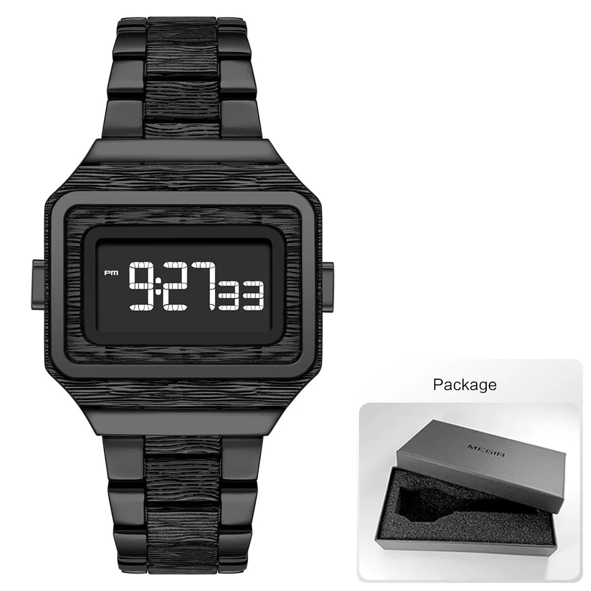 Fashion LED Digital Watch for Men Retro Simple Style Electronic Wristwatch with Stainless Steel Strap Luminous Backlight 0325 - Image 9
