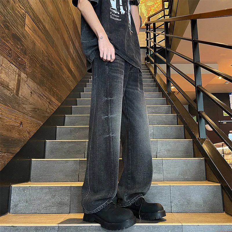Men's Baggy Straight-Leg Denim Pants | Business Casual Wide-Loose Fit Jeans for Spring/Autumn All-Season Styling - Image 4