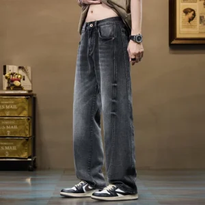 Alternative view of Men's Baggy Straight-Leg Denim Pants | Business Casual Wide-Loose Fit Jeans for Spring/Autumn All-Season Styling