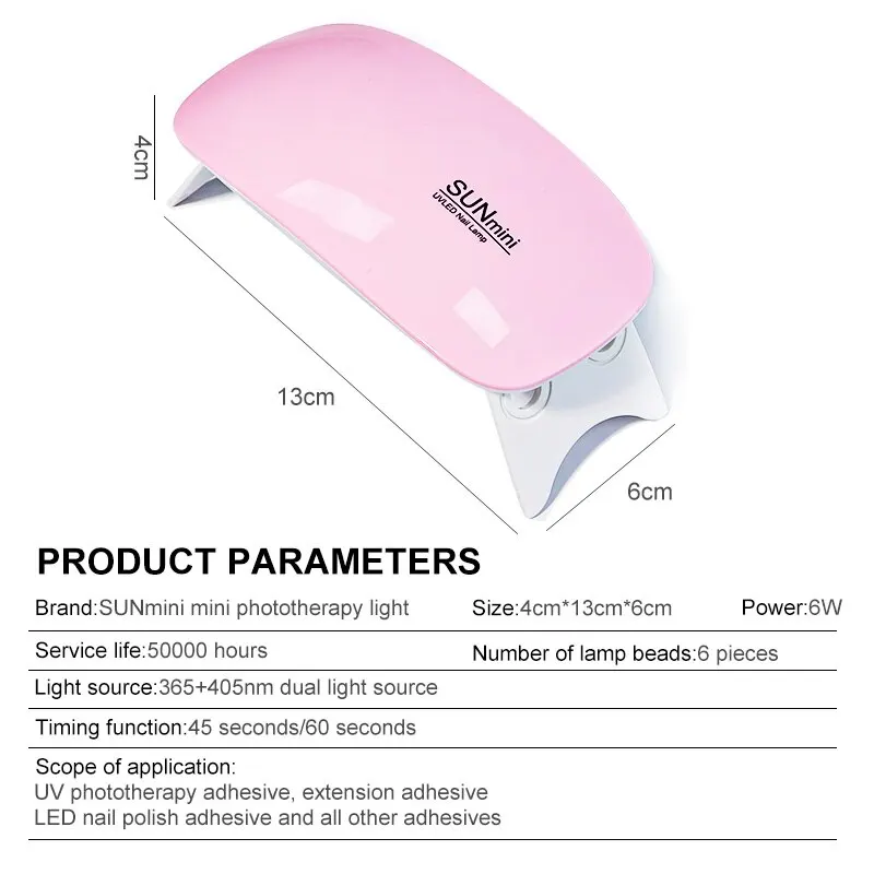 6W Mini Nail Dryer Machine Portable 6 LED UV Manicure Lamp Home Use Nail Lamp - Image 6