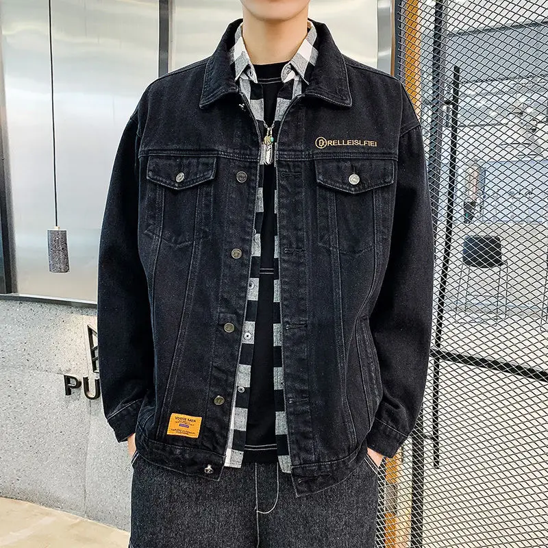 Men's Autumn All-Matching Jeans Jacket Loose Tooling Casual Denim Jacket Men Jeans Men's Clothing Coats man jackets - Image 2