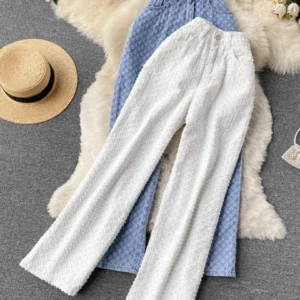 Ripped Jeans for Women Casual Streetwear New Spring Autumn High Waist Straight Leg Pants Fashion White Blue Denim Trousers