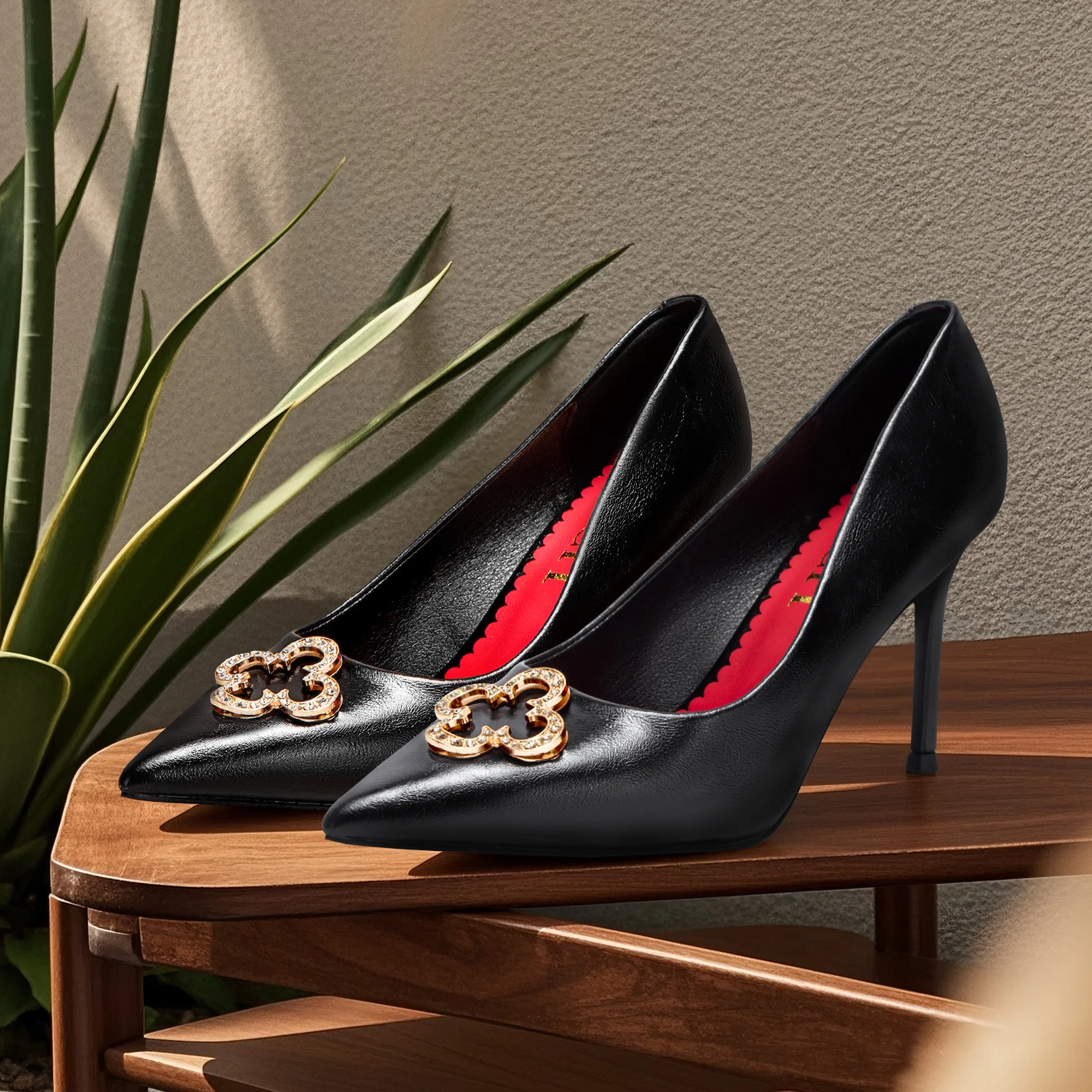 Heels 9CM Woman Black Shoes Leather Shoes