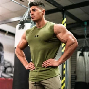 Alternative view of Mens Running Sport Vests Cotton Workout Sleeveless Summer Shirts Gym Bodybuilding Tank Tops Fitness Muscle Breathable Clothing