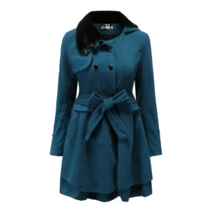 Alternative view of Women Coats Vintage Double Breasted Belt Slim Jackets Autumn Winter Korean Coat England Style Trench Medium-length Overcoat