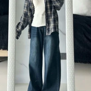 Womens Jeans Baggy Jeans Y2k Retro Loose Straight Leg Washed Denim High Waist Slimming Comfort Fit Long Pants For Women