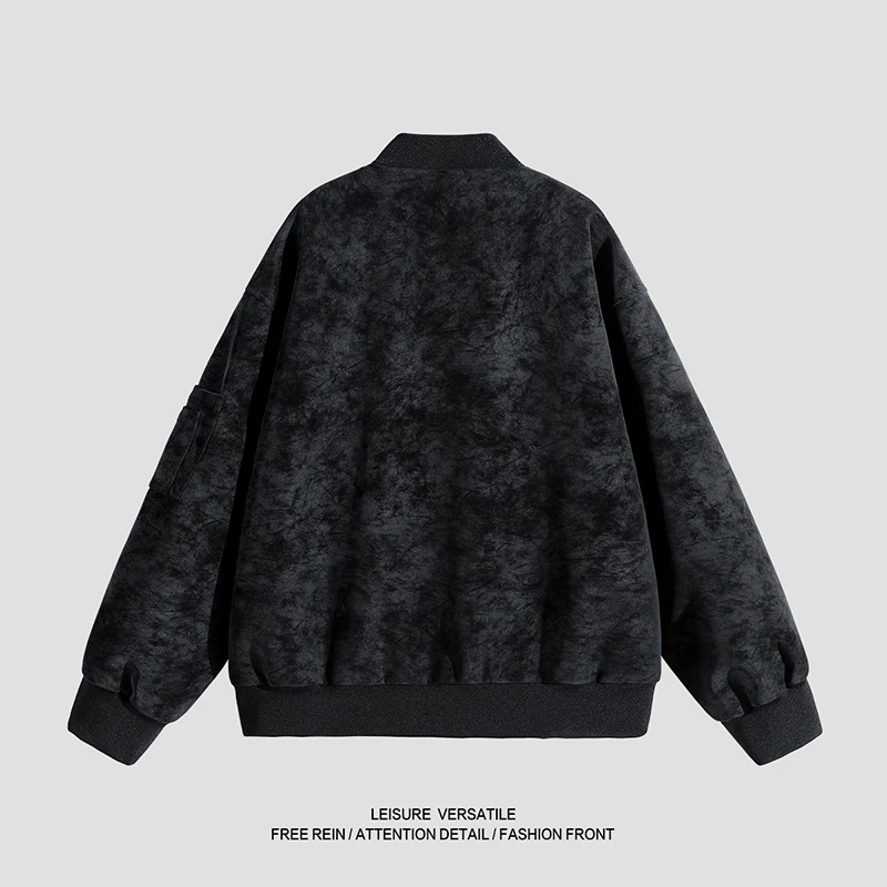 Men's Outdoor Sports Casual Windproof Breathable Trendy Baseball Jacket Comfortable Fashionable Tie Dye Imitation Leather Jacket - Image 2