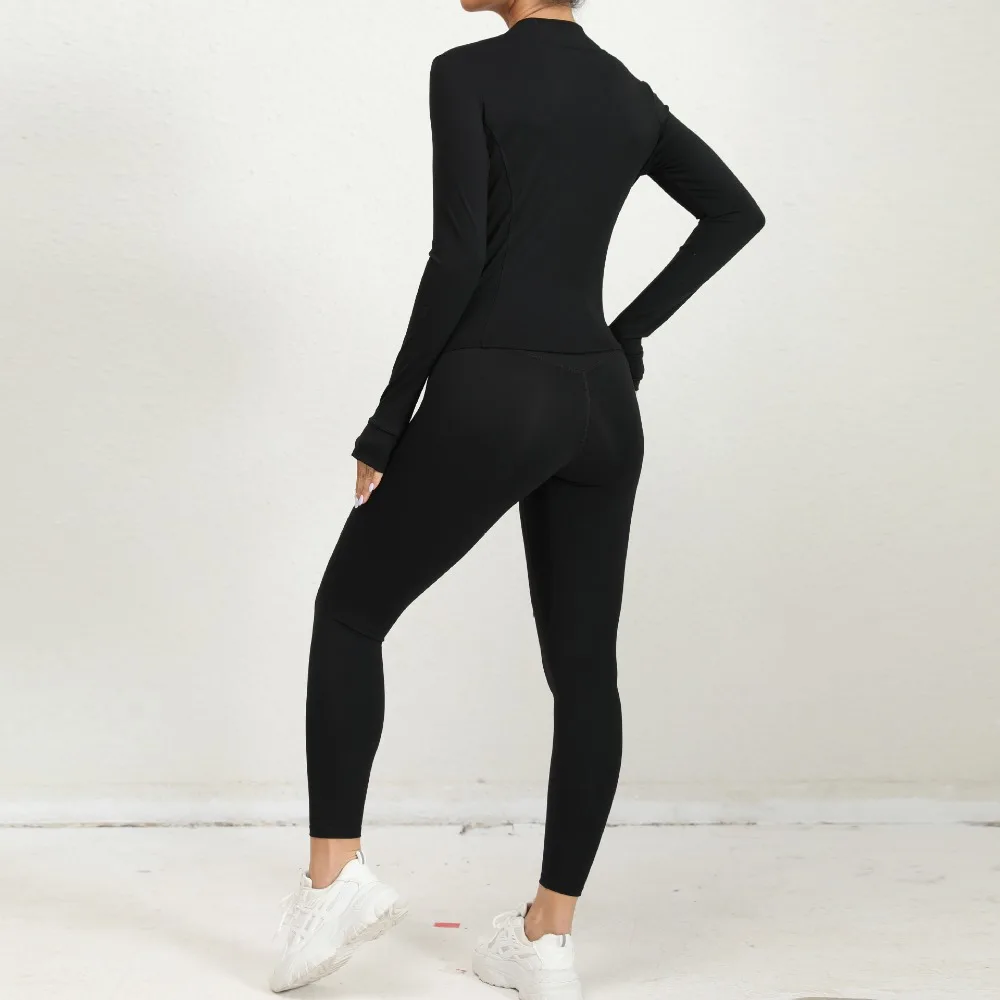 Yoga Gym Sets Jacket Leggings Sportswear Woman Gym Sports and Fitness Workout Clothes for Women 2 Piece Sets Womens Outfits - Image 4