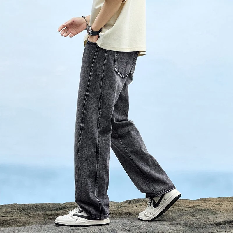 Men's Baggy Straight-Leg Denim Pants | Business Casual Wide-Loose Fit Jeans for Spring/Autumn All-Season Styling - Image 3